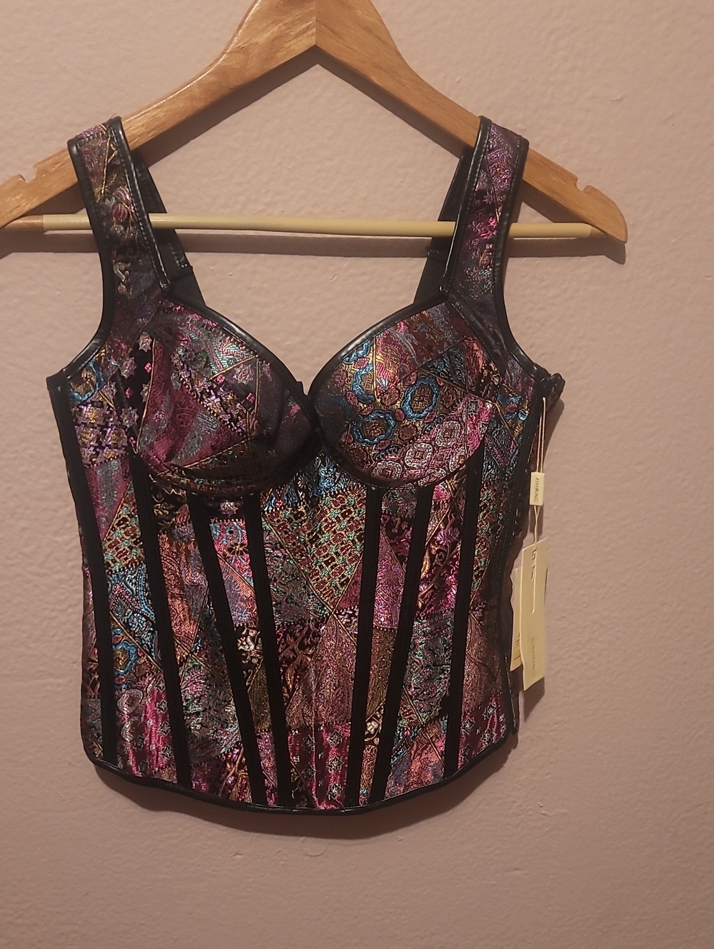 Women’s Multicolor Brocade Longline Bustier Corset Top
